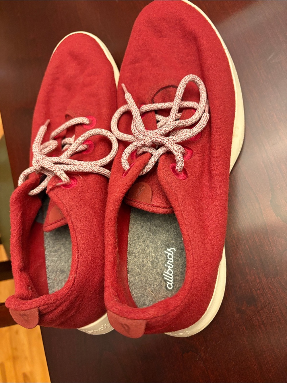 allbirds Maroon/Red Wool Casual Sneakers with Cream Soles - Men’s 14